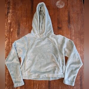 Hollister Faux Fur Crop Pullover Light Blue Soft Cozy Cute Streetwear Casual S